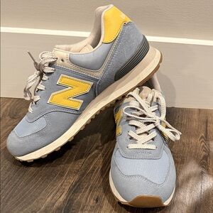 New Balance 574 Light Blue and Yellow Athletic Shoes